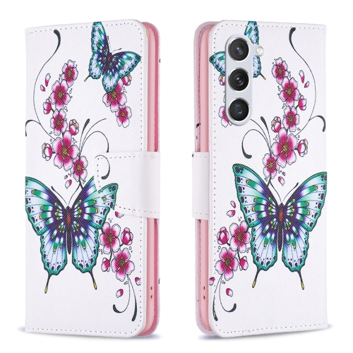 

For Samsung Galaxy S24 5G Colored Drawing Pattern Leather Phone Case(Flowers Butterfly)