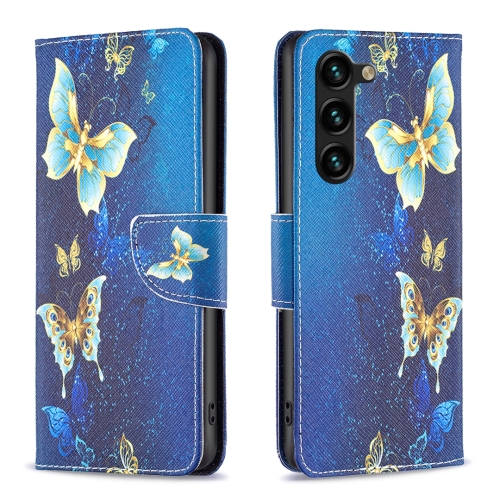 

For Samsung Galaxy S24+ 5G Colored Drawing Pattern Leather Phone Case(Gold Butterfly)