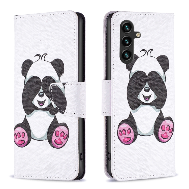 

For Samsung Galaxy A55 Colored Drawing Pattern Leather Phone Case(Panda)