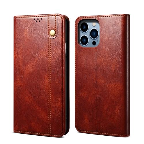 

For iPhone 15 Pro Max Oil Wax Crazy Horse Texture Leather Phone Case(Brown)