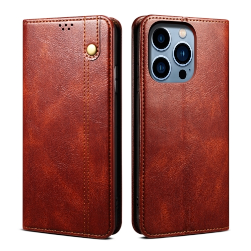 

For iPhone 15 Pro Oil Wax Crazy Horse Texture Leather Phone Case(Brown)