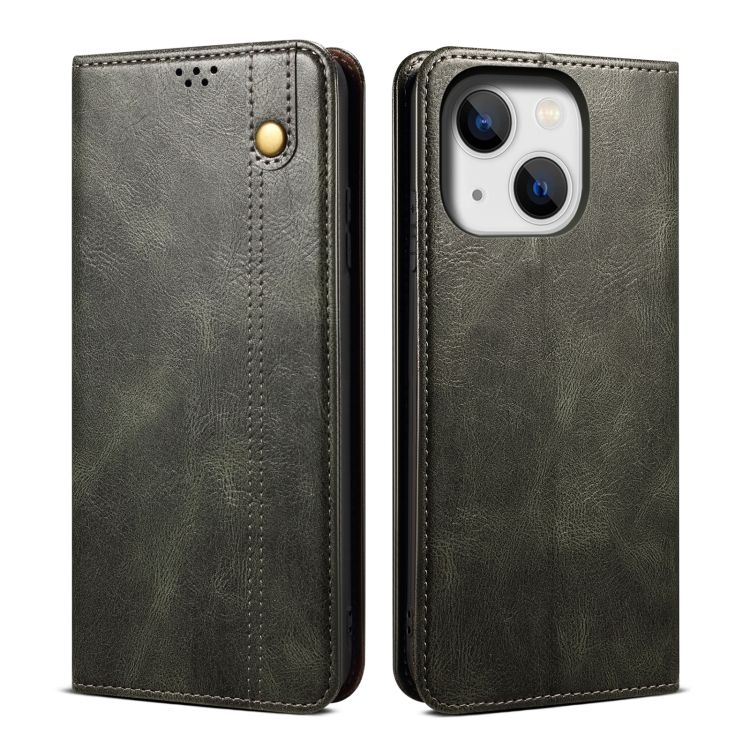 

For iPhone 15 Plus Oil Wax Crazy Horse Texture Leather Phone Case(Green)