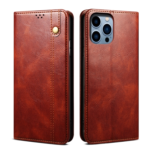 

For iPhone 16 Pro Oil Wax Crazy Horse Texture Leather Phone Case(Brown)