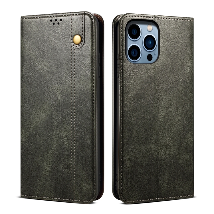 

For iPhone 16 Pro Oil Wax Crazy Horse Texture Leather Phone Case(Green)