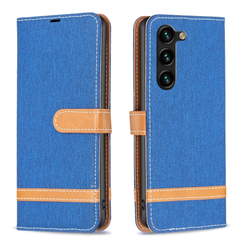

For Samsung Galaxy S24+ 5G Color Block Denim Texture Leather Phone Case(Royal Blue)