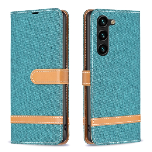 

For Samsung Galaxy S24+ 5G Color Block Denim Texture Leather Phone Case(Green)