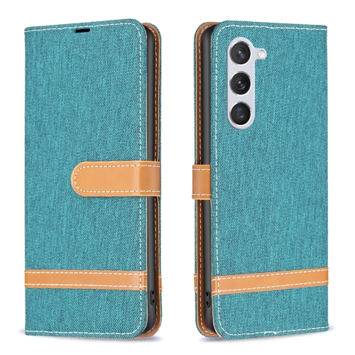 

For Samsung Galaxy S24 5G Color Block Denim Texture Leather Phone Case(Green)