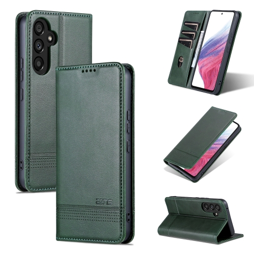 

For Samsung Galaxy S23 FE 5G AZNS Magnetic Calf Texture Flip Leather Phone Case(Dark Green)