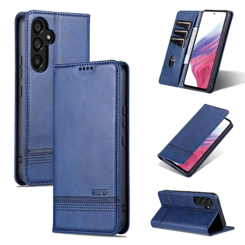 

For Samsung Galaxy S23 FE 5G AZNS Magnetic Calf Texture Flip Leather Phone Case(Dark Blue)