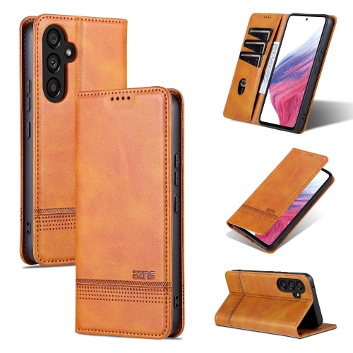 

For Samsung Galaxy S23 FE 5G AZNS Magnetic Calf Texture Flip Leather Phone Case(Light Brown)