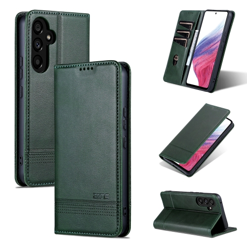 

For Samsung Galaxy A55 5G AZNS Magnetic Calf Texture Flip Leather Phone Case(Dark Green)