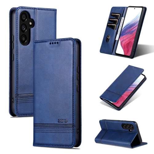 

For Samsung Galaxy A35 5G AZNS Magnetic Calf Texture Flip Leather Phone Case(Dark Blue)