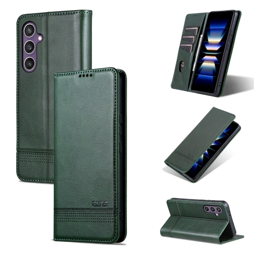 

For Samsung Galaxy S24 5G AZNS Magnetic Calf Texture Flip Leather Phone Case(Dark Green)