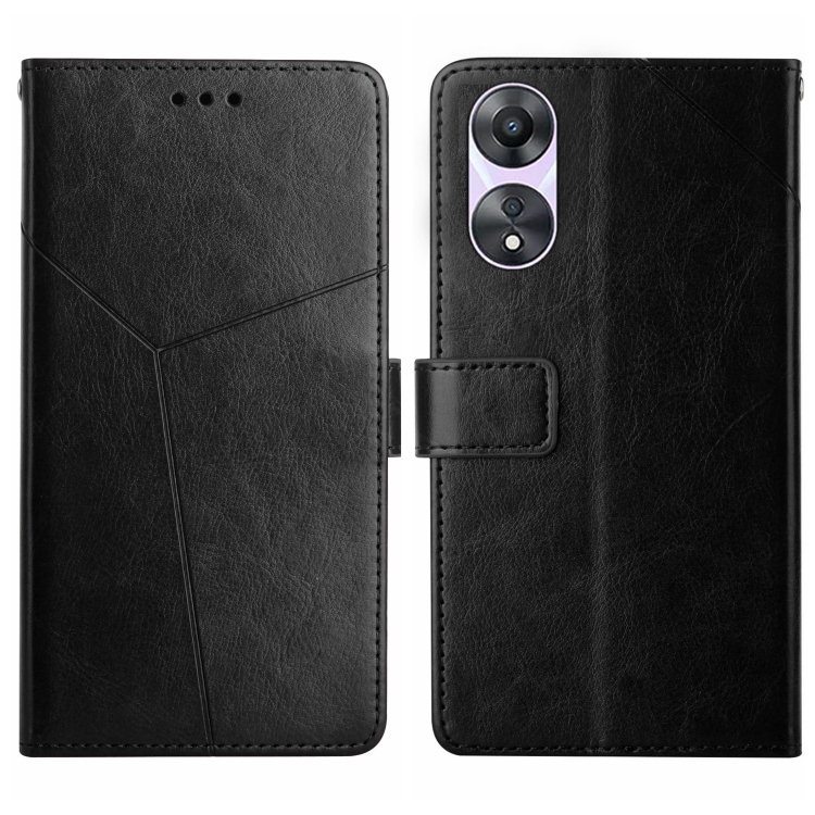 

For OPPO A78 4G Y-shaped Pattern Flip Leather Phone Case(Black)