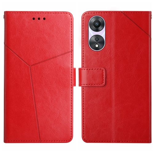 

For OPPO A78 4G Y-shaped Pattern Flip Leather Phone Case(Red)