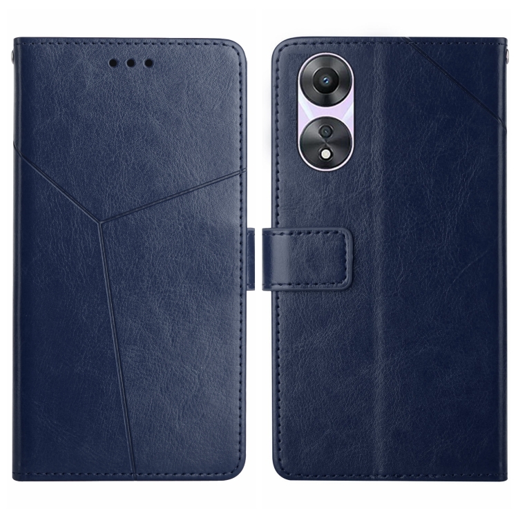 

For OPPO A18 / A38 4G Y-shaped Pattern Flip Leather Phone Case(Blue)