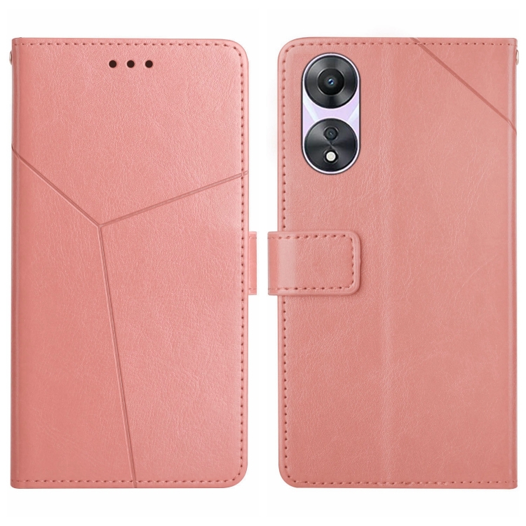 

For OPPO A18 / A38 4G Y-shaped Pattern Flip Leather Phone Case(Pink)