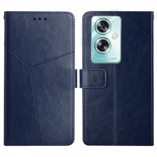 

For OPPO Reno11 F 5G/F25 Pro 5G Y-shaped Pattern Flip Leather Phone Case(Blue)