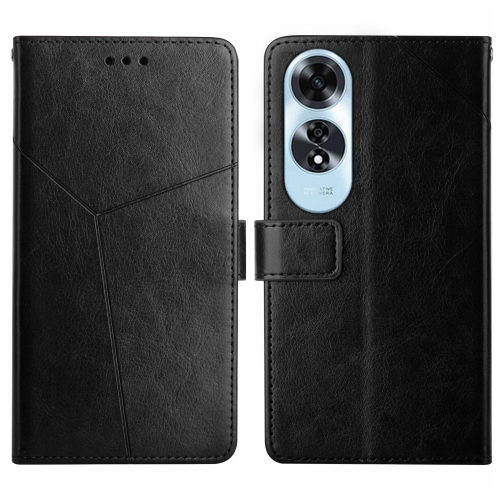 

For OPPO A60 4G Y-shaped Pattern Flip Leather Phone Case(Black)