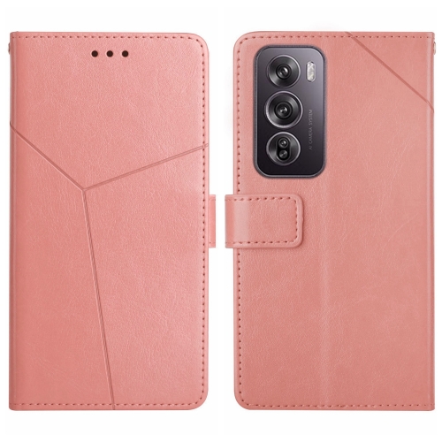 

For OPPO Reno12 5G Global Y-shaped Pattern Flip Leather Phone Case(Pink)