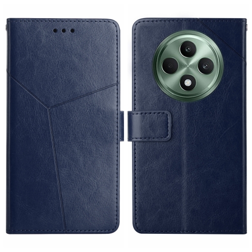 

For OPPO Reno12 F 5G Global Y-shaped Pattern Flip Leather Phone Case(Blue)