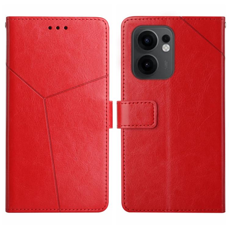 

For OPPO Reno13 F 4G / 5G Y-shaped Pattern Flip Leather Phone Case(Red)