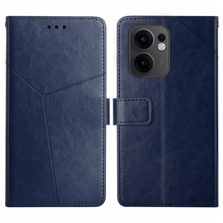 

For OPPO Reno13 F 4G / 5G Y-shaped Pattern Flip Leather Phone Case(Blue)