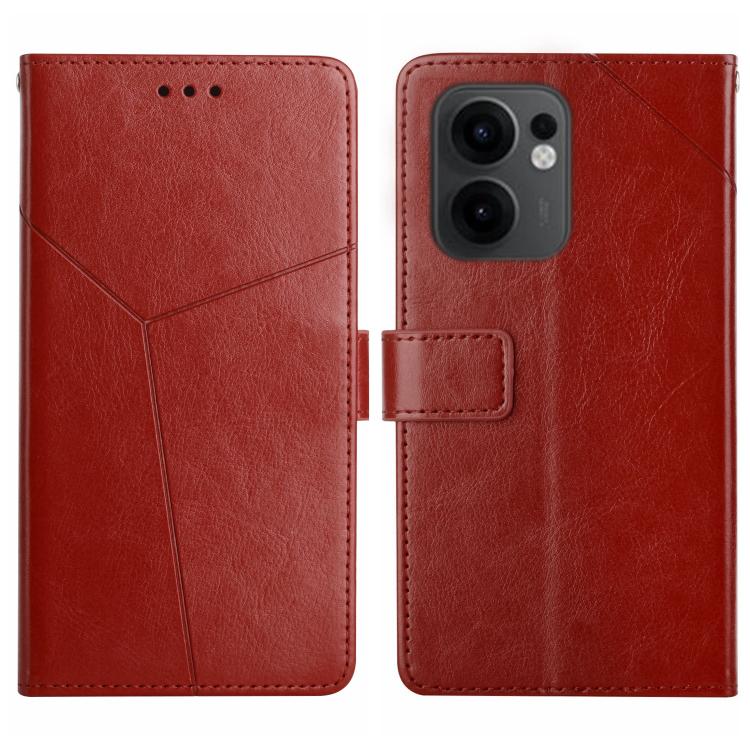 

For OPPO Reno13 F 4G / 5G Y-shaped Pattern Flip Leather Phone Case(Brown)