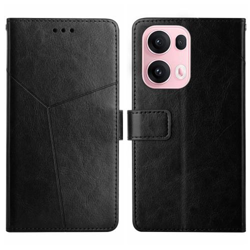 

For OPPO Reno13 Pro Global Y-shaped Pattern Flip Leather Phone Case(Black)