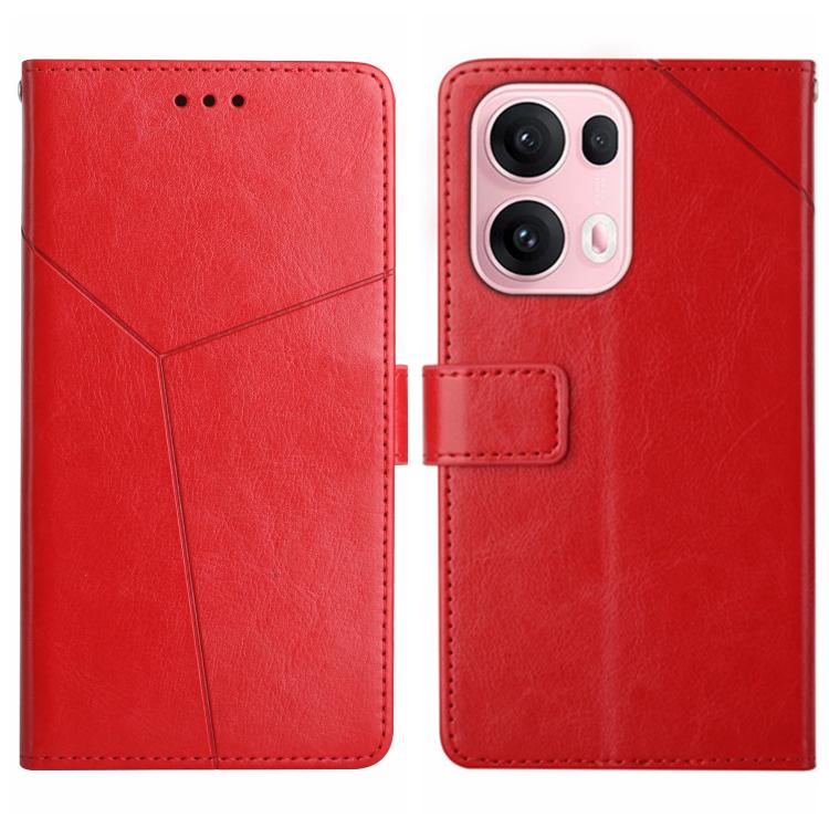 

For OPPO Reno13 Pro Global Y-shaped Pattern Flip Leather Phone Case(Red)