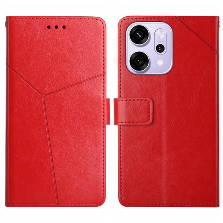 

For OPPO Reno14 Pro 5G Global Y-shaped Pattern Flip Leather Phone Case(Red)