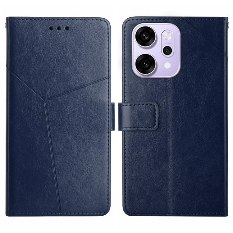 

For OPPO Reno14 Pro 5G Global Y-shaped Pattern Flip Leather Phone Case(Blue)