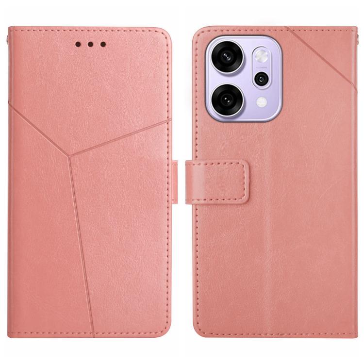 

For OPPO Reno14 5G Global Y-shaped Pattern Flip Leather Phone Case(Pink)