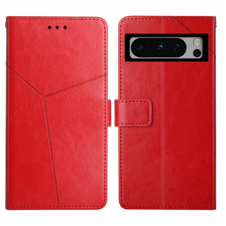 

For Google Pixel 8 Pro Y-shaped Pattern Flip Leather Phone Case(Red)
