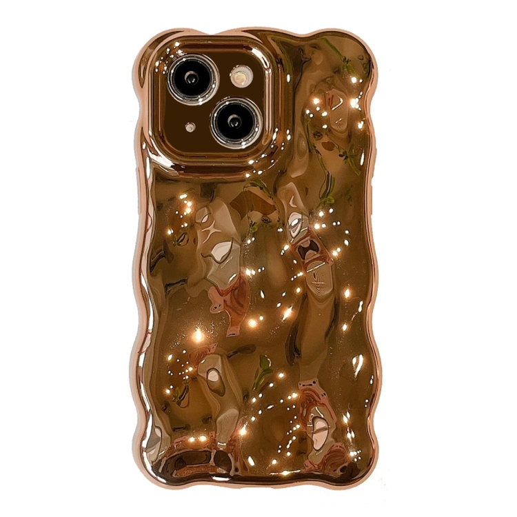 

For iPhone 13 Wave Bubbles TPU Phone Case(Painted Gold)