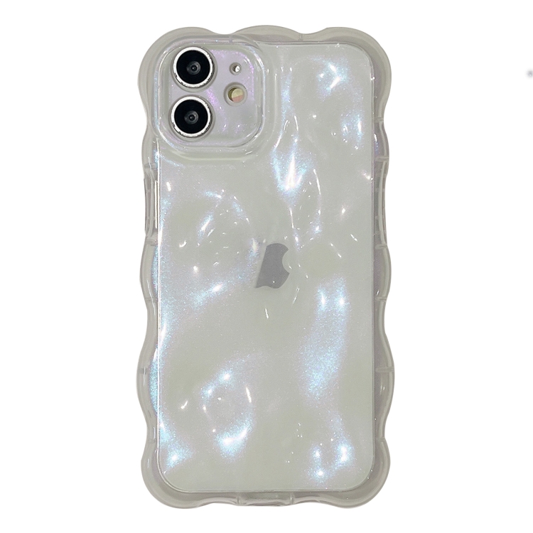 

For iPhone 12 Wave Bubbles TPU Phone Case(Clear Glitter Pink)