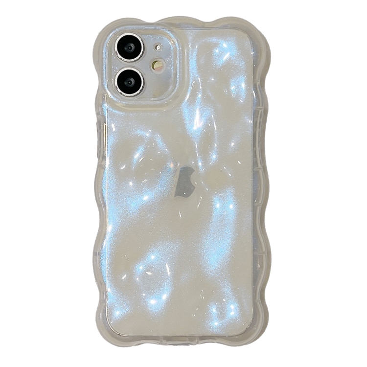 

For iPhone 12 Wave Bubbles TPU Phone Case(Clear Glitter Blue)