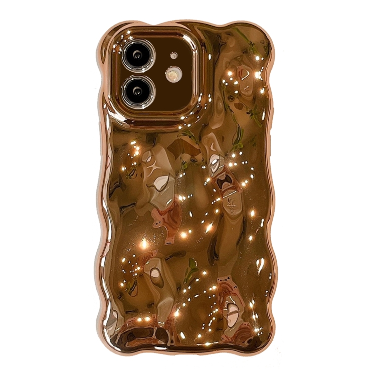 

For iPhone 12 Wave Bubbles TPU Phone Case(Painted Gold)
