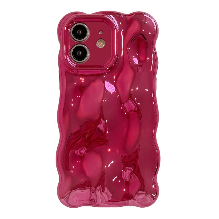 

For iPhone 12 Wave Bubbles TPU Phone Case(Painted Rose Red)