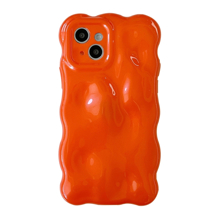

For iPhone 15 Plus Wave Bubbles TPU Phone Case(Pearlescent Orange)
