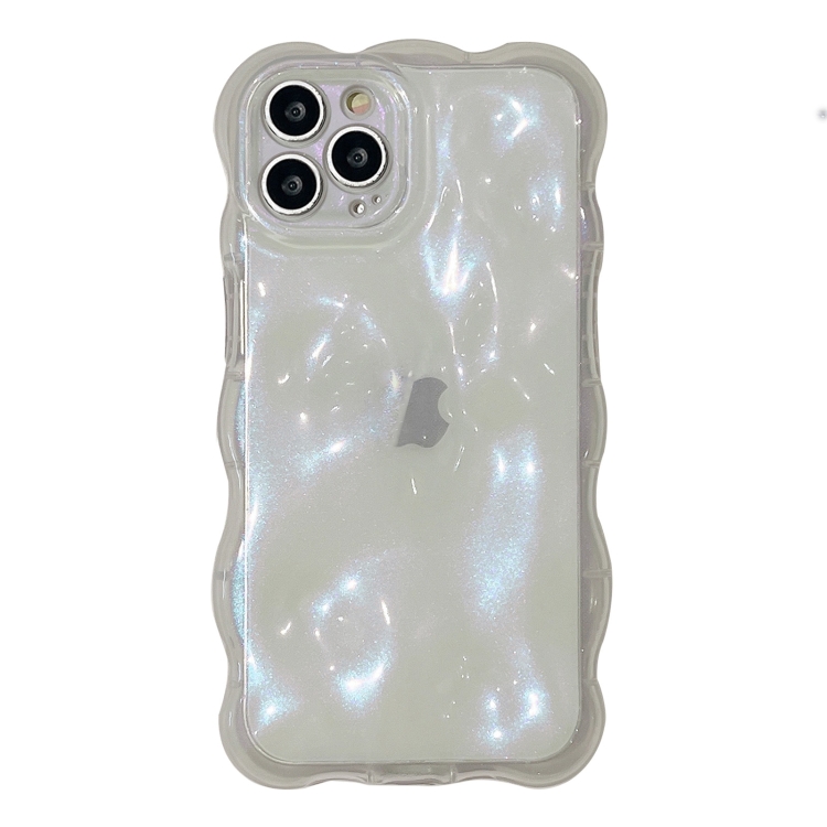 

For iPhone 15 Pro Max Wave Bubbles TPU Phone Case(Clear Glitter Pink)
