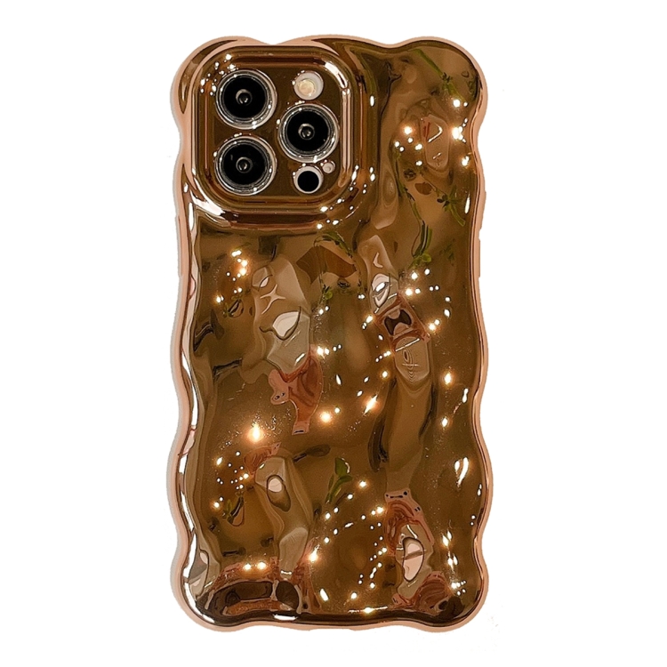 

For iPhone 15 Pro Max Wave Bubbles TPU Phone Case(Painted Gold)