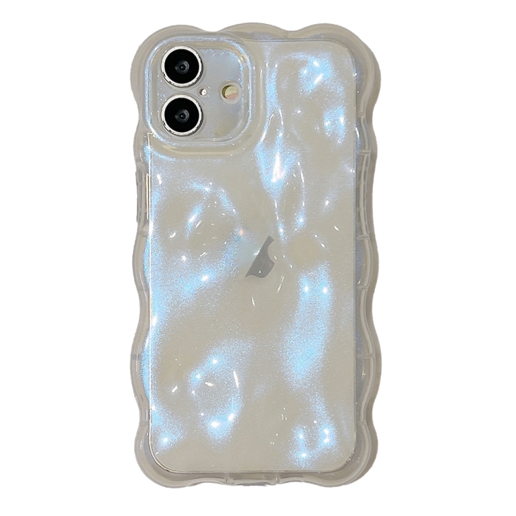 

For iPhone 16 Wave Bubbles TPU Phone Case(Clear Glitter Blue)