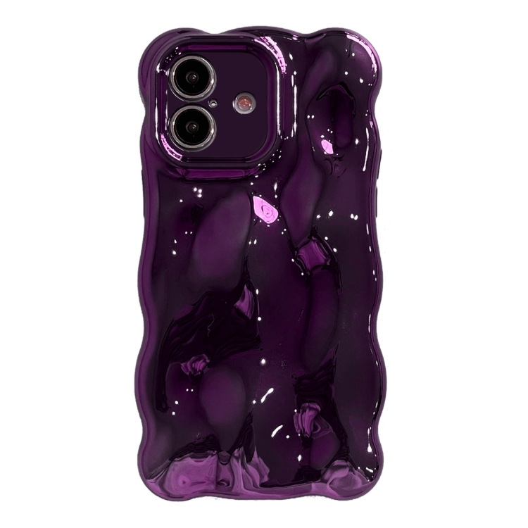 

For iPhone 16 Wave Bubbles TPU Phone Case(Painted Purple)