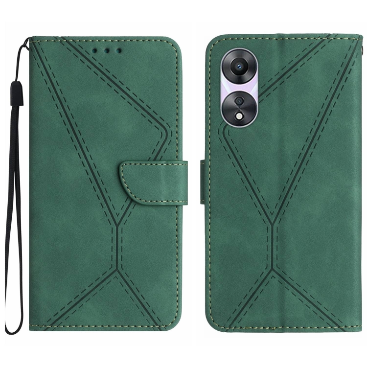 

For OPPO A78 4G Stitching Embossed Leather Phone Case(Green)