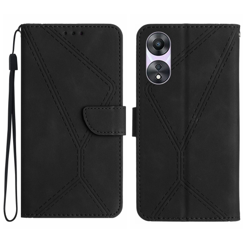 

For OPPO A78 4G Stitching Embossed Leather Phone Case(Black)