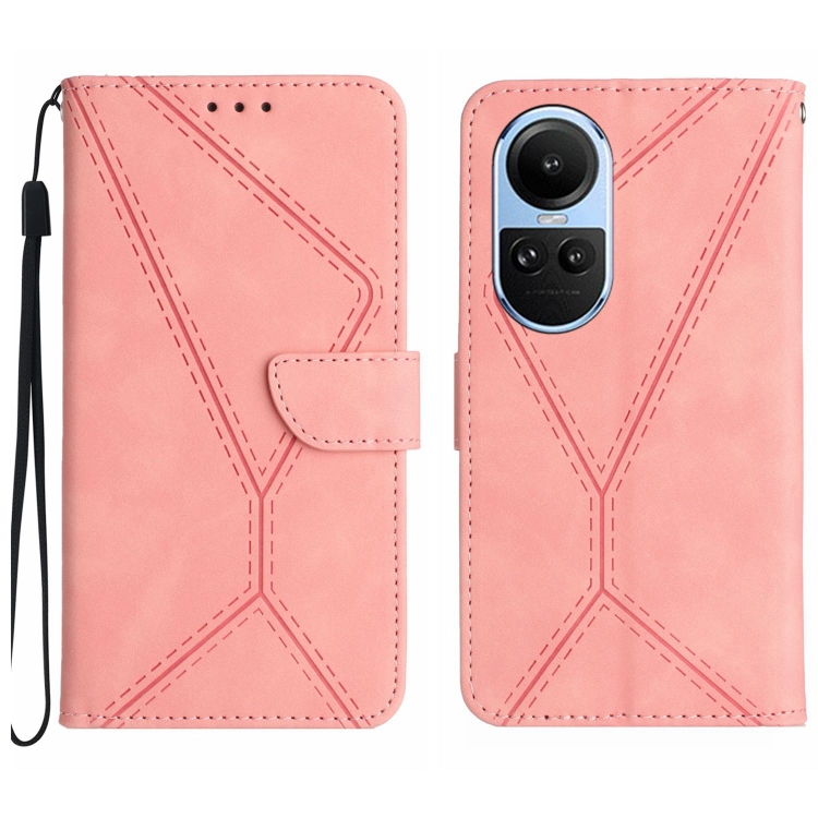 

For OPPO Reno10 Global / Reno10 Pro Global Stitching Embossed Leather Phone Case(Pink)