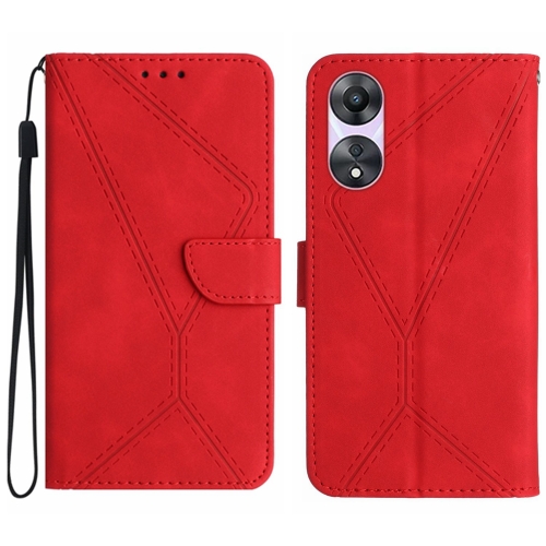 

For OPPO A58 4G Stitching Embossed Leather Phone Case(Red)