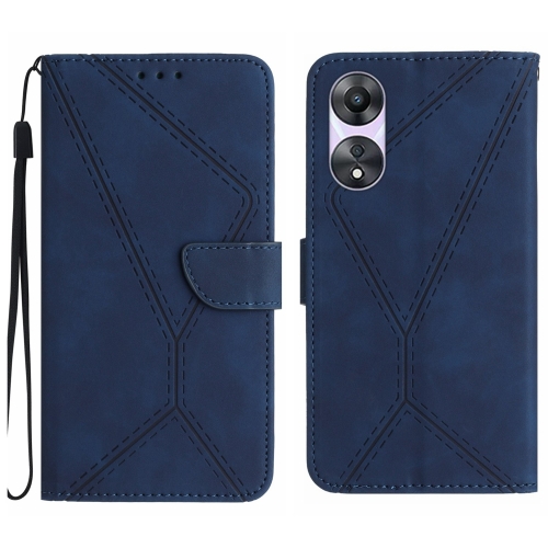 

For OPPO A58 4G Stitching Embossed Leather Phone Case(Blue)