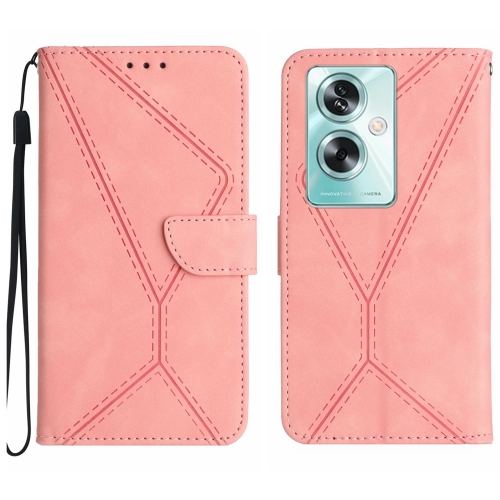 

For OPPO Reno11 F 5G/F25 Pro 5G Stitching Embossed Leather Phone Case(Pink)